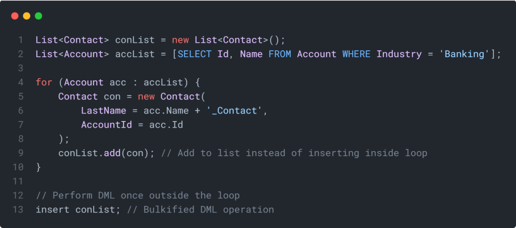 Correct Approach – Bulkified Code
