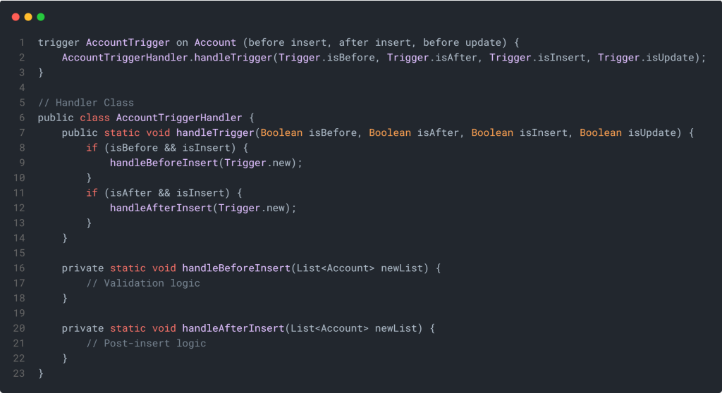 Correct Approach – Single Trigger + Handler Class