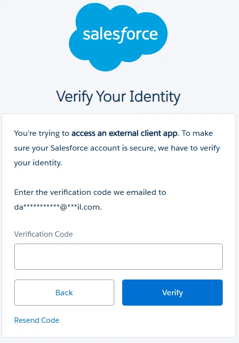 Verify Your Identity Salesforce Connected App Verify Your Identity