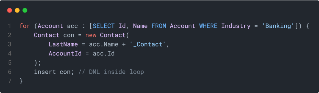 Wrong Approach – SOQLDML Inside For Loop